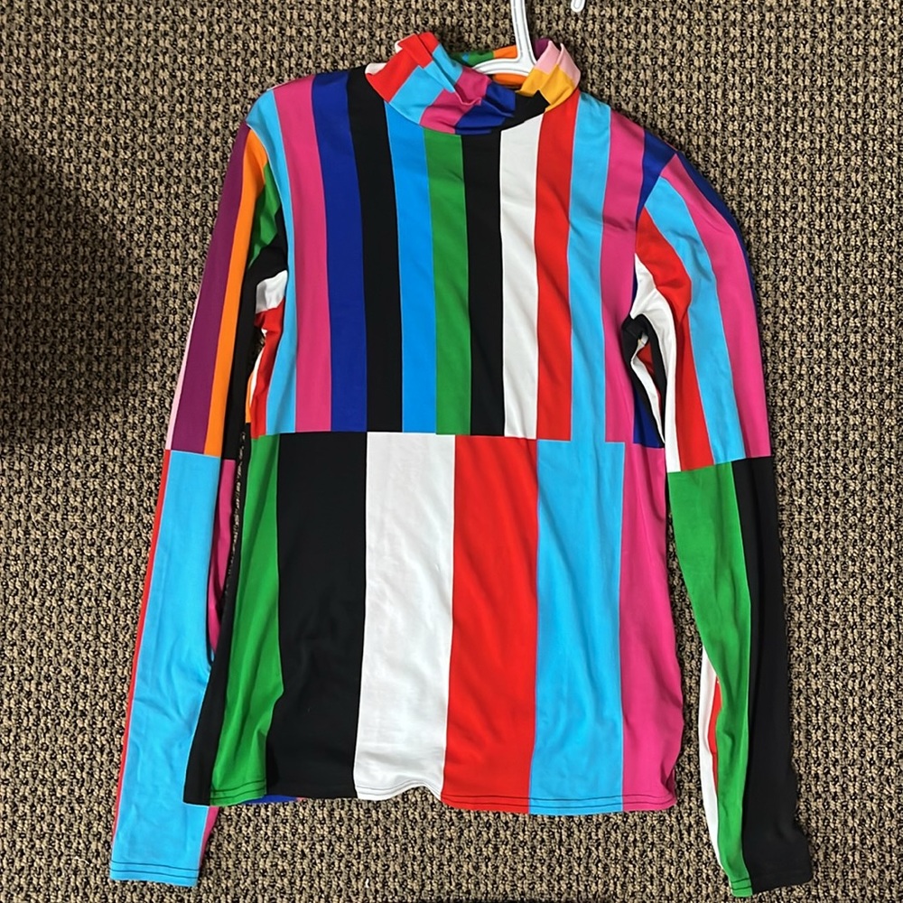 Bruce Glen Signal Stripe Turtleneck XS and Flare Jean Size 4 - Picture 3 of 5
